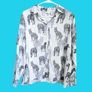ASOS Design button front shirt Zebra Size 4 Black White